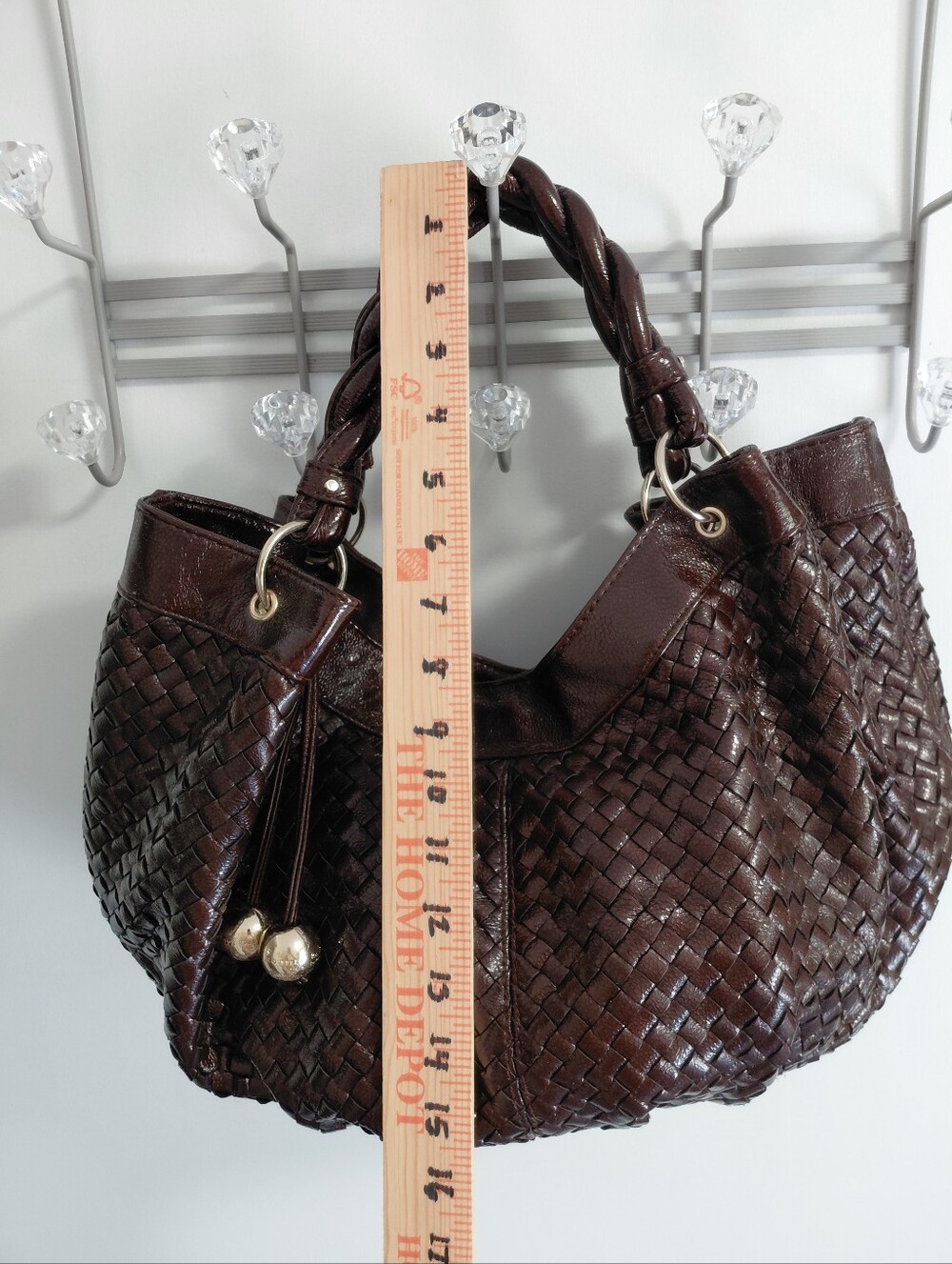 Loeffler Randall For Target Faux Leather Dark Brown Woven Hobo Bag Purse - Picture 5 of 12